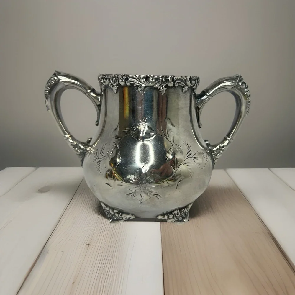 Silverplate Sugar Bowl antique Mermod Jaccard Quadruple C. 1880s Victorian